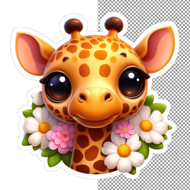 PSD bouquet buddy giraffe's flowery friendship sticker