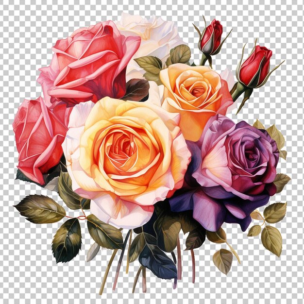 PSD bouquet of flowers on the corner of white backdrop png