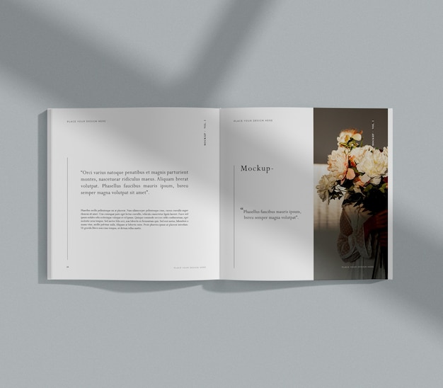 PSD bouquet of flowers editorial magazine mock-up