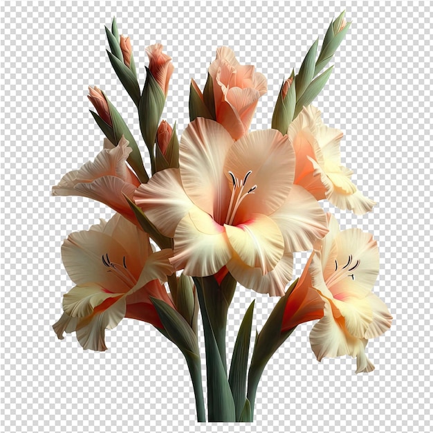 PSD a bouquet of flowers with a pencil on a transparent background