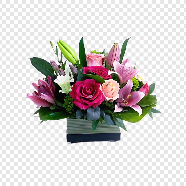 Bouquet of mixed flowers isolated on a transparent background