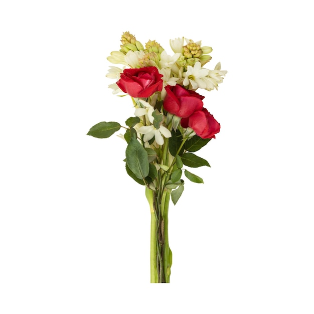 bouquet of mixed flowers with leaves isolated rendering