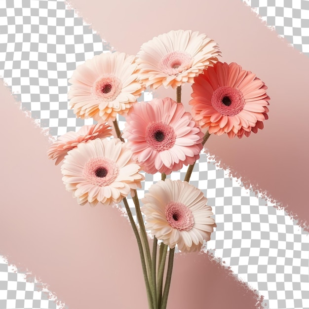 a bouquet of pink flowers with a white background.