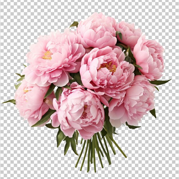 PSD bouquet of pink peonies on white background