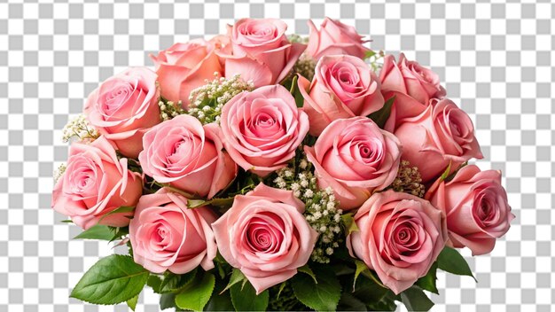 PSD bouquet of pink roses isolated on transparent background