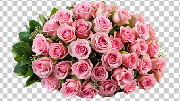 PSD bouquet of pink roses isolated on transparent background