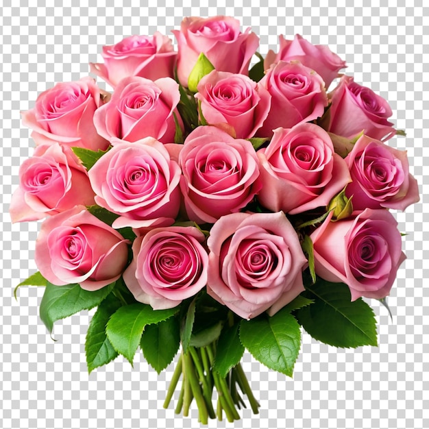 PSD a bouquet of pink roses in a vase on transparent background