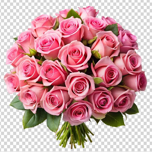 PSD a bouquet of pink roses in a vase on transparent background