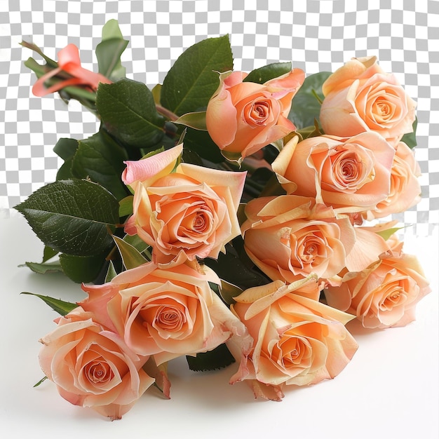 PSD a bouquet of pink roses with a checkered background