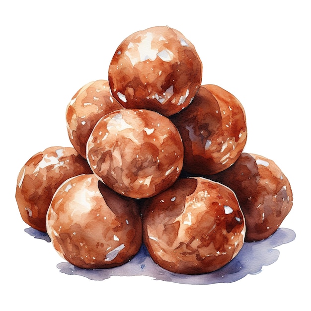 PSD bourbon balls voedsel illustratie aquarel stijl ai gegenereerd