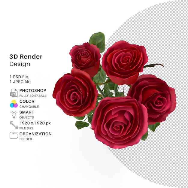 PSD boutique of roses 3d modeling psd file realistic