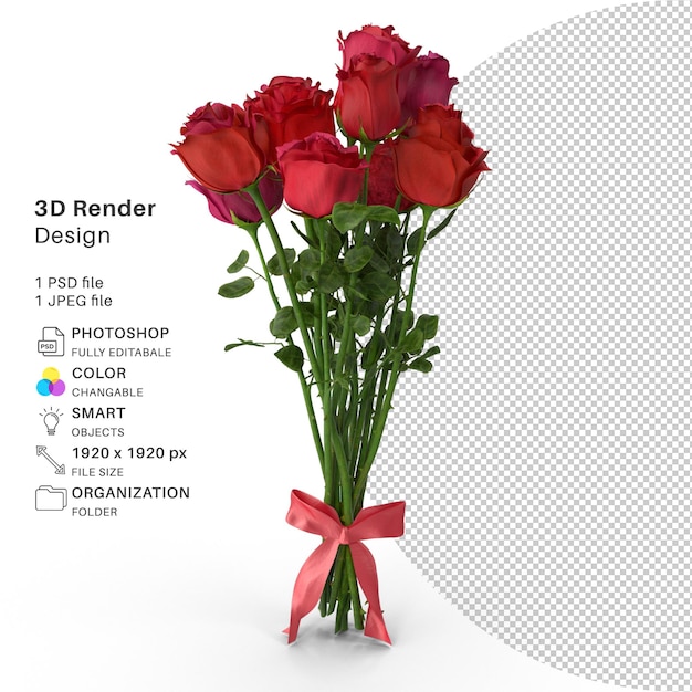 PSD boutique of roses 3d modeling psd file realistic