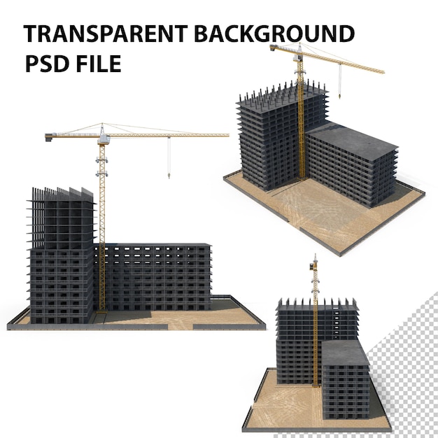 PSD bouwplaats met kraan png