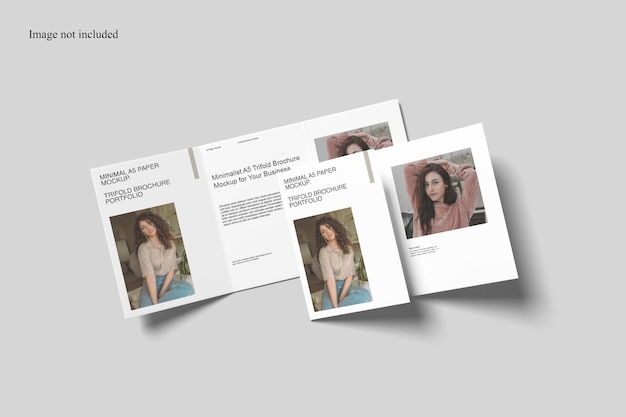 Bovenaanzicht a5 driebladige brochuremodel voor het presenteren van uw ontwerp aan klanten