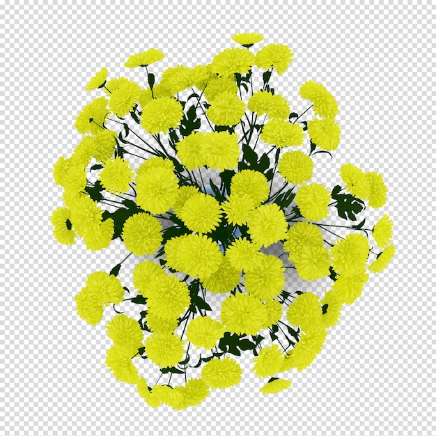 PSD bovenaanzicht bloemenmand in 3d-rendering