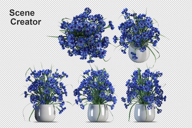 Bovenaanzicht bloemenmand in 3d-rendering