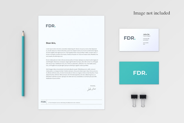 Bovenaanzicht briefpapier Mockup