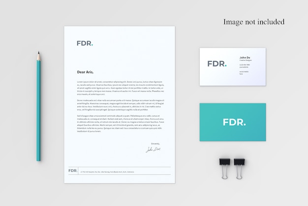 PSD bovenaanzicht briefpapier mockup