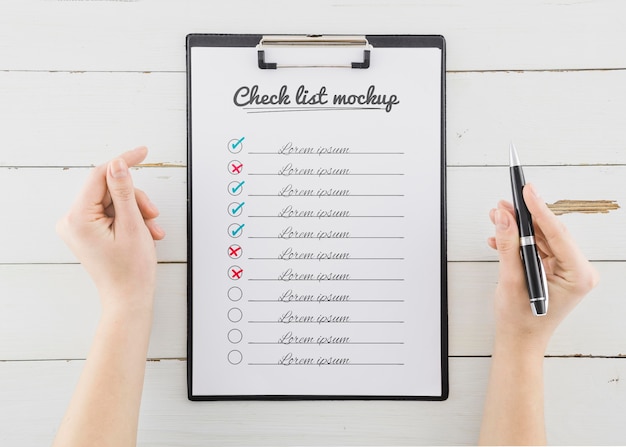 Bovenaanzicht checklist met mock-up concept