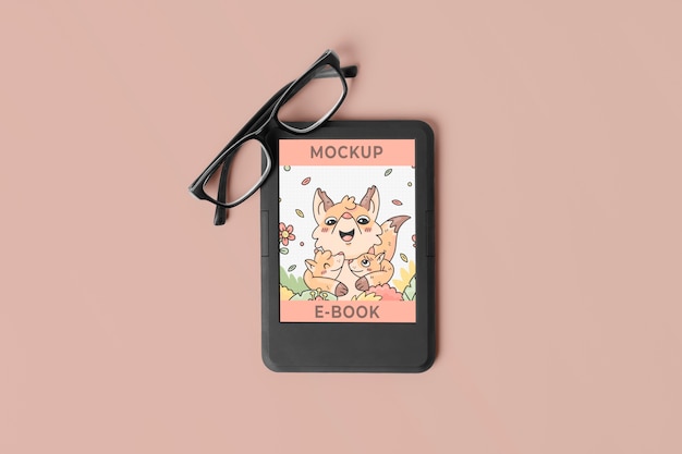 PSD bovenaanzicht ebook-mockup