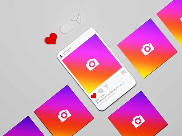 Bovenaanzicht instagram post-mockups