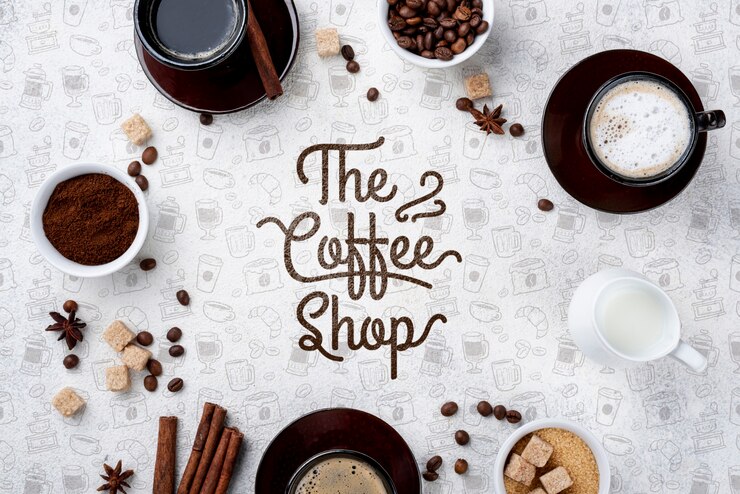 PSD bovenaanzicht koffiebonen mockup