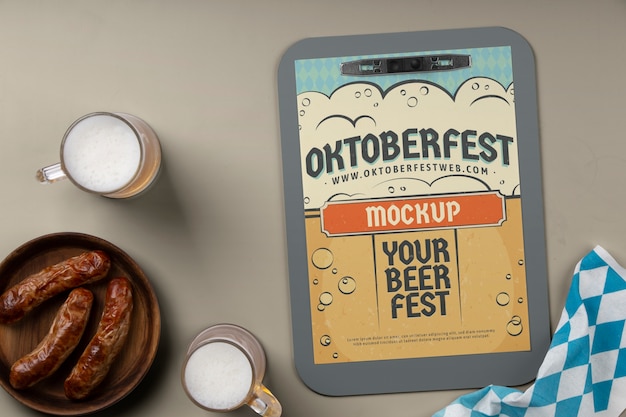 Bovenaanzicht oktoberfest feest met menu