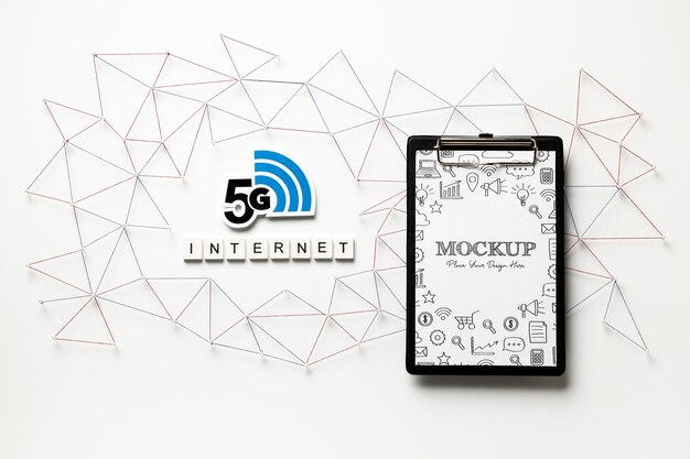 Bovenaanzicht op 5g mockup-ontwerp