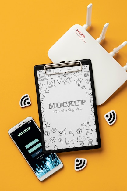 Bovenaanzicht op 5g mockup-ontwerp