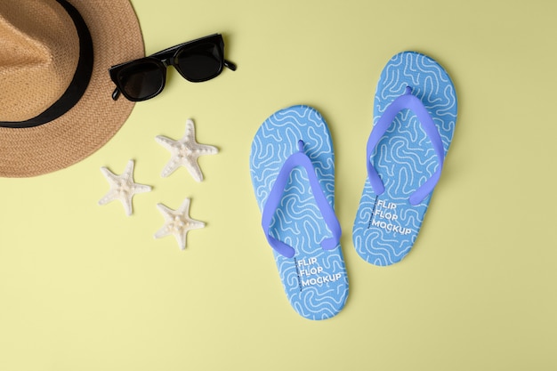 Bovenaanzicht op flip-flop mockup