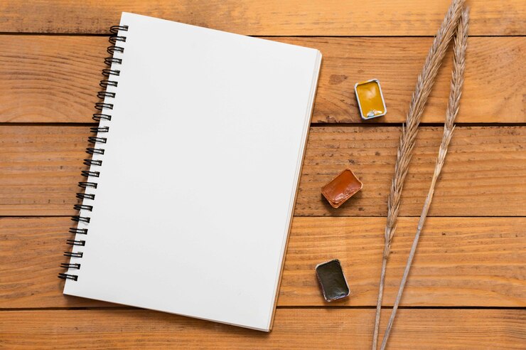 PSD bovenaanzicht op mockup voor aquarelverfbenodigdheden