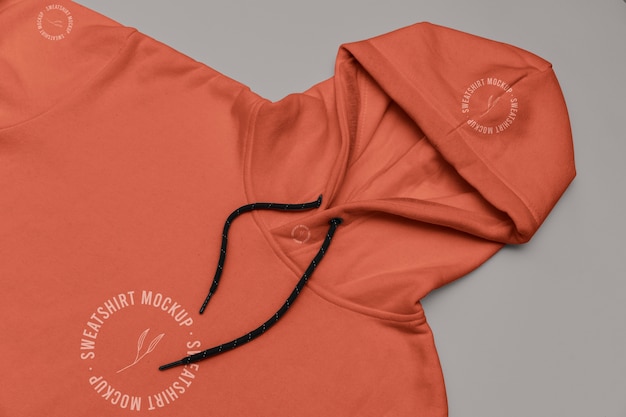 PSD bovenaanzicht op sweatshirts mockup