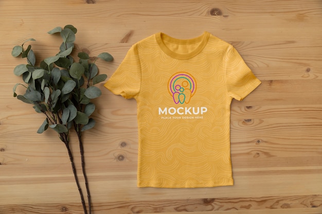 Bovenaanzicht over familie tshirt mockup