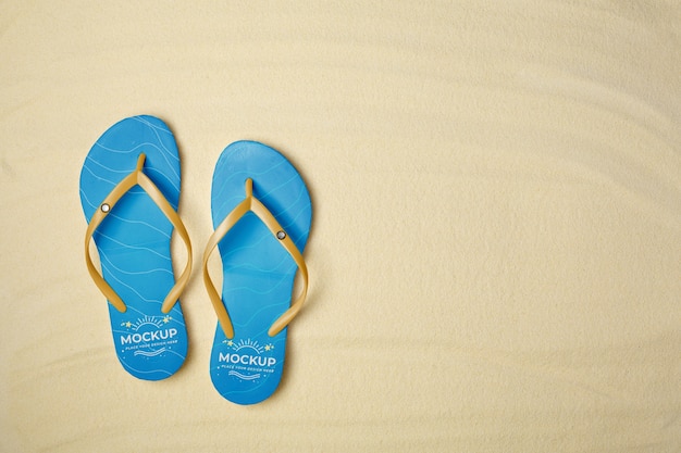 Bovenaanzicht over flip-flop mockup