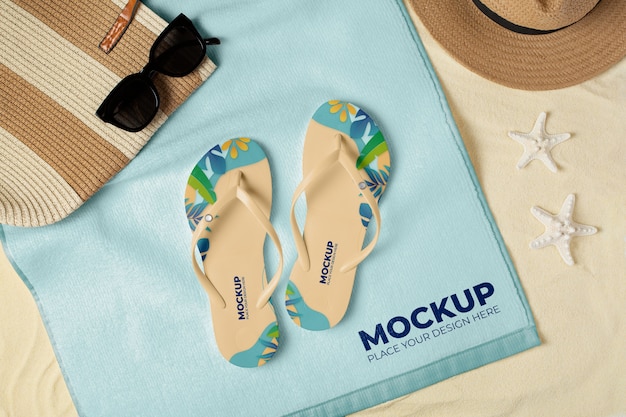 Bovenaanzicht over flip-flop mockup