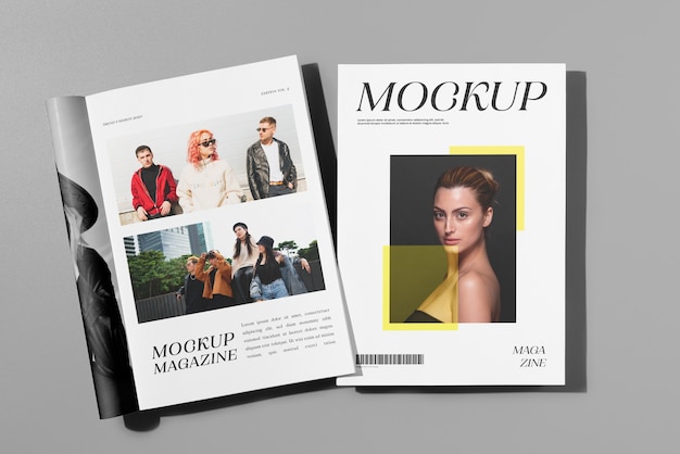 Bovenaanzicht over het ontwerp van het tijdschriftmodel