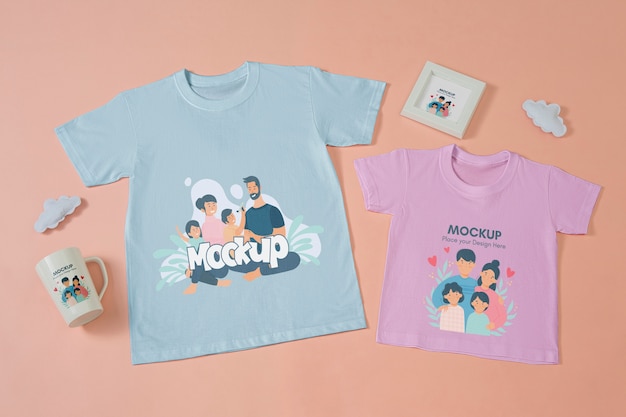 Bovenaanzicht over mockup-kleding voor babymode