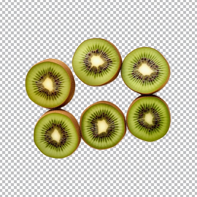 PSD bovenaanzicht plakje verse kiwi's fruit geïsoleerd op transparante achtergrond uitknippad