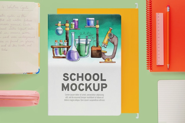 Bovenaanzicht schoolvakken mockup