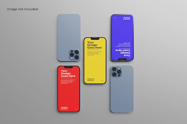 Bovenaanzicht smartphone 13 mockup voor het presenteren van uw ui-ontwerp