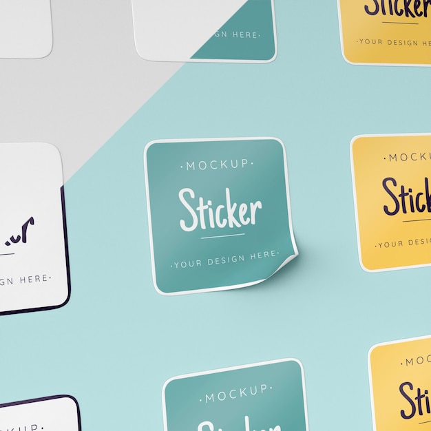 Bovenaanzicht stickercollectie mock-up