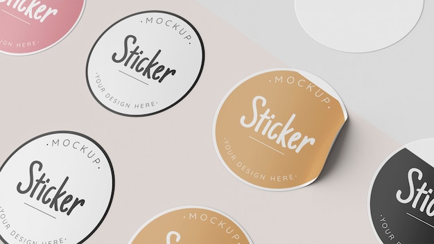 Bovenaanzicht stickercollectie mock-up