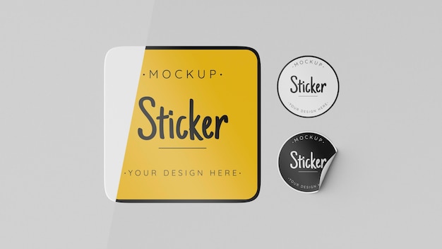 Bovenaanzicht stickercollectie mock-up