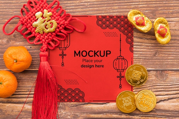 Bovenaanzicht van Chinees concept mock-up