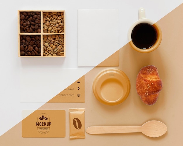 Bovenaanzicht van koffie concept mock-up