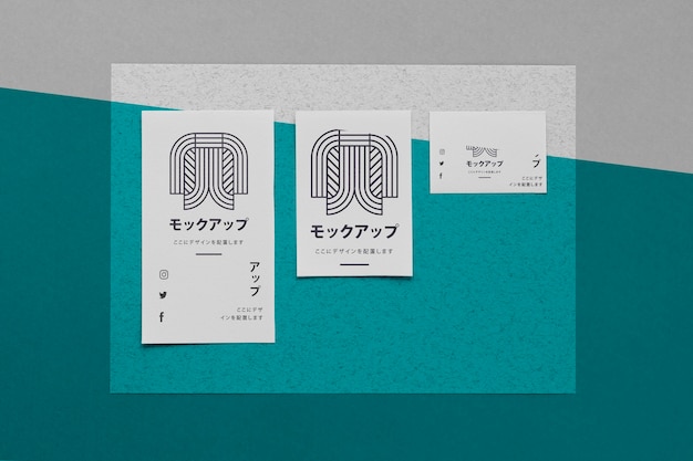 Bovenaanzicht verschillende Aziatische mock-up document