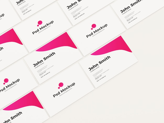 Bovenaanzicht visitekaartjes Mockup