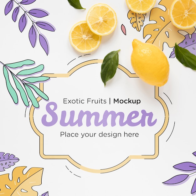 PSD bovenaanzicht zomer citroenen met mock-up
