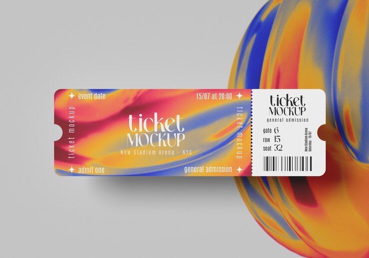 PSD bovenbeeld van het modelontwerp van het ticket
