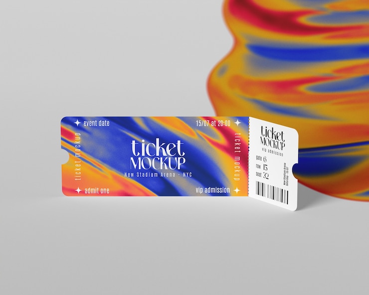 PSD bovenbeeld van het modelontwerp van het ticket